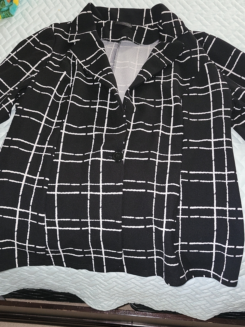 Black & White Windowpane Button-Front Women’s Blazer